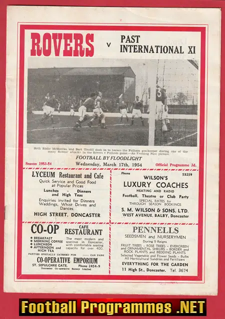Doncaster Rovers v Past International X1 1954 – 1950s