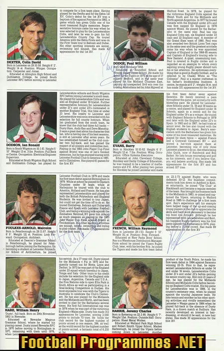 Leicester Rugby Club World Tour Brochure Programme 1987 SIGNED