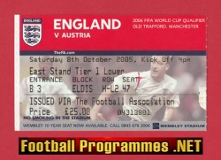 England v Austria 2005 – Ticket Old Trafford
