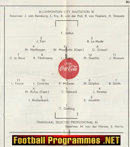 Bloemfontein City Rugby v Transval Select 1962 - South Africa