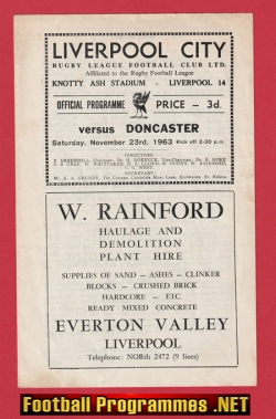 Liverpool City Rugby v Doncaster 1963