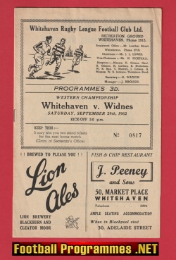 Whitehaven Rugby v Widnes 1962