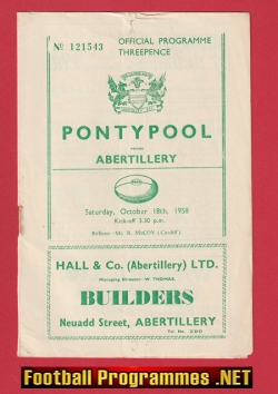 Pontypool Rugby v Abertillery 1958