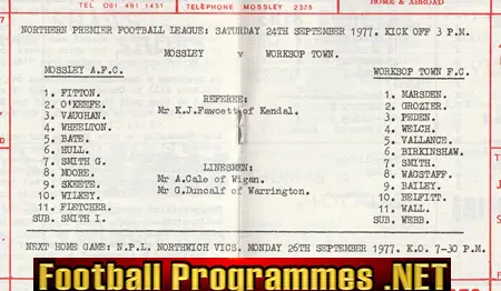 Mossley v Worksop Town 1977