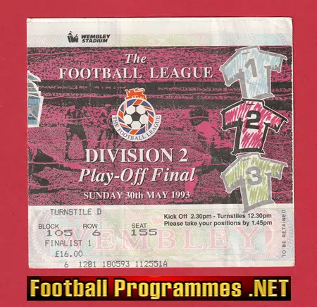 West Bromwich Albion v Port Vale 1993 – Play Off Final TICKET