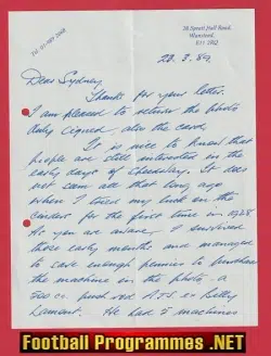 Lea Bridge Speedway Norman Laxton Autograph Signed Letter 1989