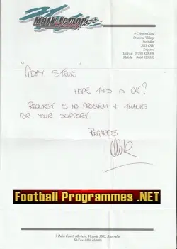 Poole Speedway Mark Lemon Autograph Signed Letter
