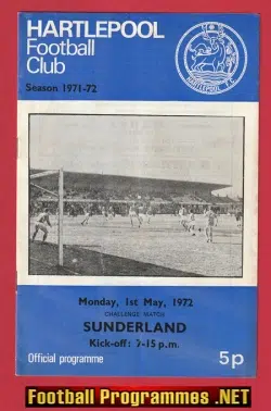 Hartlepool United v Sunderland 1972 – Challlenge Match 1970s
