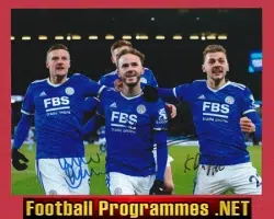Leicester City Jamie Vardy + Maddison + Signed Autographed