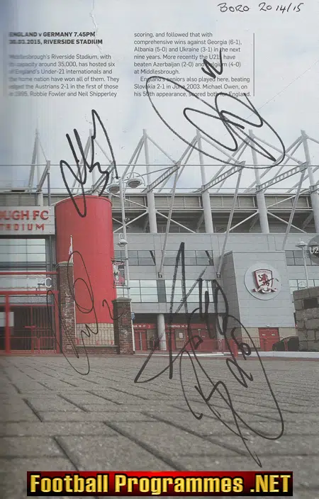 England v Germany 2015 - U21 Multi Signed Autographed
