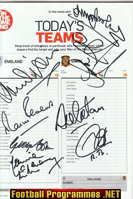 England v Spain 2011 - Multi Signed Autographed