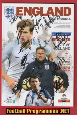 England v Lithuania 2017 - Multi Signed Autographed World Cup