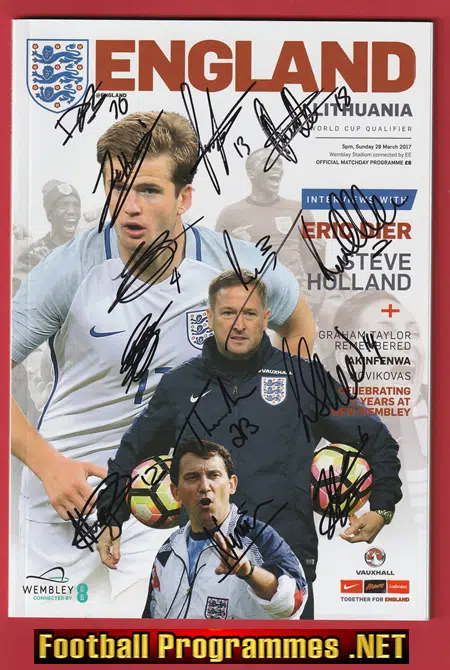 England v Lithuania 2017 - Multi Signed Autographed World Cup