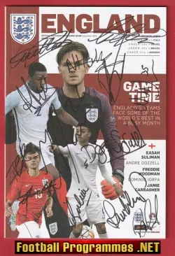 England v Netherlands 2016 - U21 Multi Signed Autographed + Tik
