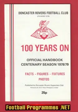 Doncaster Rovers Football Club Official Handbook 1978 - 1979 Cen