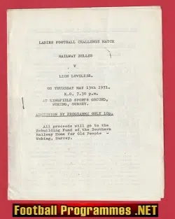 Railway Belles Ladies v Lion Lovelies 1971 - Womens Football