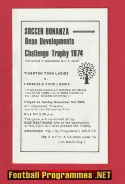Tiverton Town Ladies v Express Echo 1974 - 1970s Womens Football