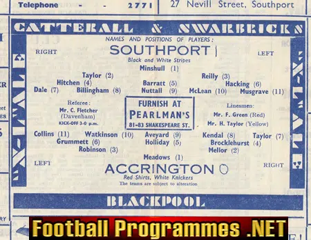 Southport v Accrington Stanley 1952 - 1950s