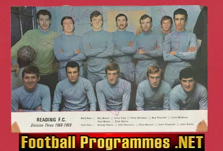 Reading Football Club Multi Autographed Signed 1968