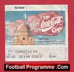 Arsenal v Sheffield Wednesday 1993 – League Cup Final Ticket