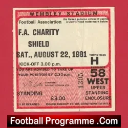 Aston Villa v Tottenham 1981 – FA Charity Shield Ticket