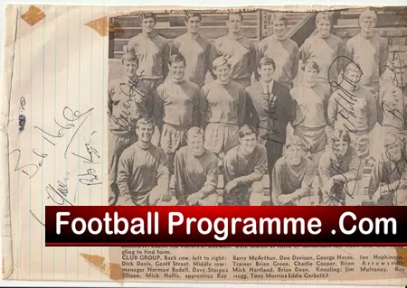 Barrow Football Club 1969 - Multi Autographed SIGNED