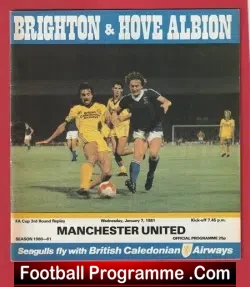 Brighton Hove Albion v Manchester United 1981 - SIGNED - football programme