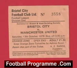 Bristol City v Manchester United 1979 – 1970s Football Ticket
