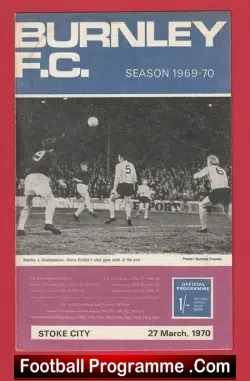 Burnley v Stoke City 1970 - football programme