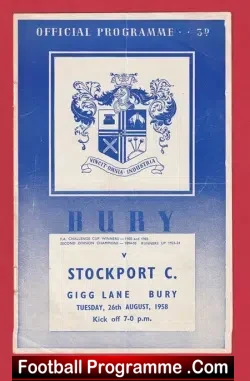 Bury v Stockport County 1958 - 1950s - football programme