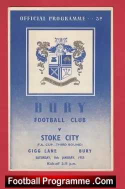 Bury v Stoke City 1955 - FA Cup 1950s - football programme