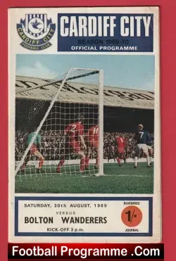 Cardiff City v Bolton Wanderers 1969 - football programme
