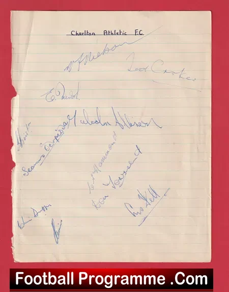 Charlton Athletic Football Club Multi Autographed SIGNED 1950
