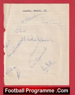 Charlton Athletic Football Club Multi Autographed SIGNED 1950 - football programme