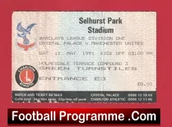Charlton Athletic v Manchester United 1991 – Match Ticket