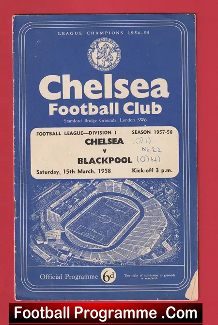 Chelsea v Blackpool 1958 - Multi Autographed SIGNED