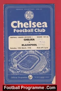 Chelsea v Blackpool 1958 - Multi Autographed SIGNED - football programme