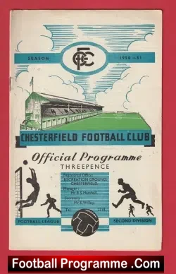 Chesterfield v Bury 1951 - 1950's - football programme