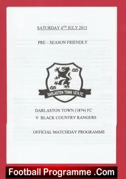 Darlaston Town v Black Country Rangers 2015 First at Bentley Pav - football programme
