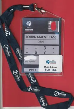 Denmark v England 2011 – U21 Media Press Pass Lanyard Ticket