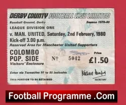 Derby County v Manchester United 1980 – Match Ticket