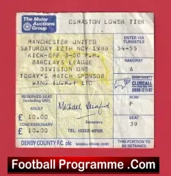 Derby County v Manchester United 1988 – Football Ticket