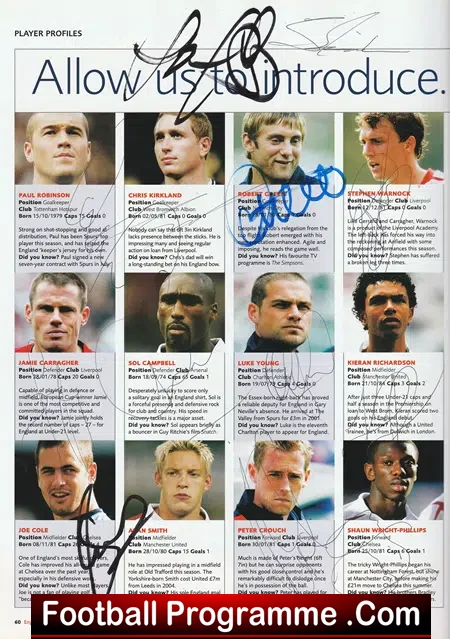 England v Austria 2005 - Old Trafford Multi Autographed SIGNED
