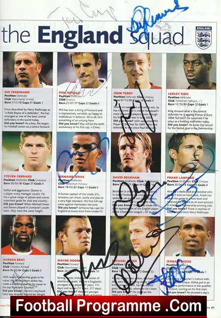 England v Austria 2005 - Old Trafford Multi Autographed SIGNED