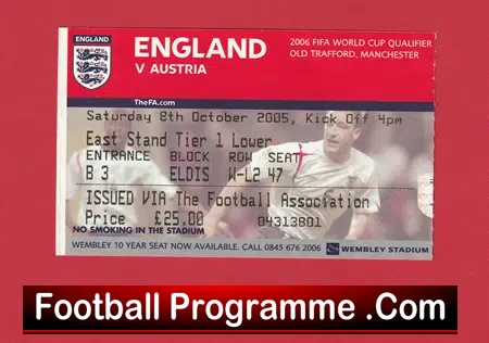 England v Austria 2005 - Old Trafford Multi Autographed SIGNED