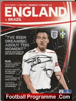 England v Brazil 2007 – Multi Signed Autographed