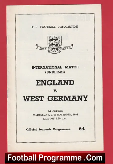 England v Germany 1963 – at Anfield Liverpool + Martin Peters