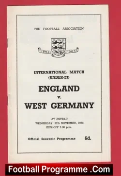 England v Germany 1963 – at Anfield Liverpool + Martin Peters