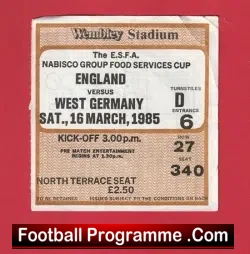 England v Germany 1985 – Football Ticket Wembley