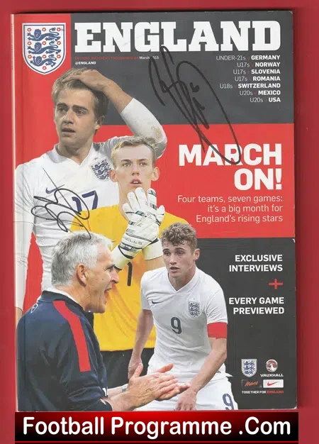 England v Germany 2015 – U21 Multi Signed Autographed